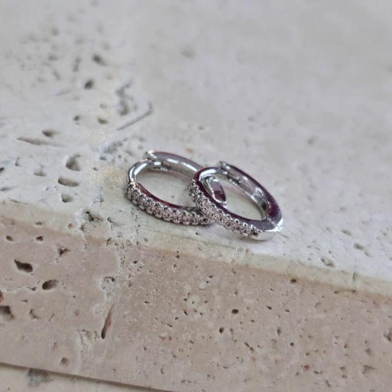 Brinco Argola Cravejada Fina Media