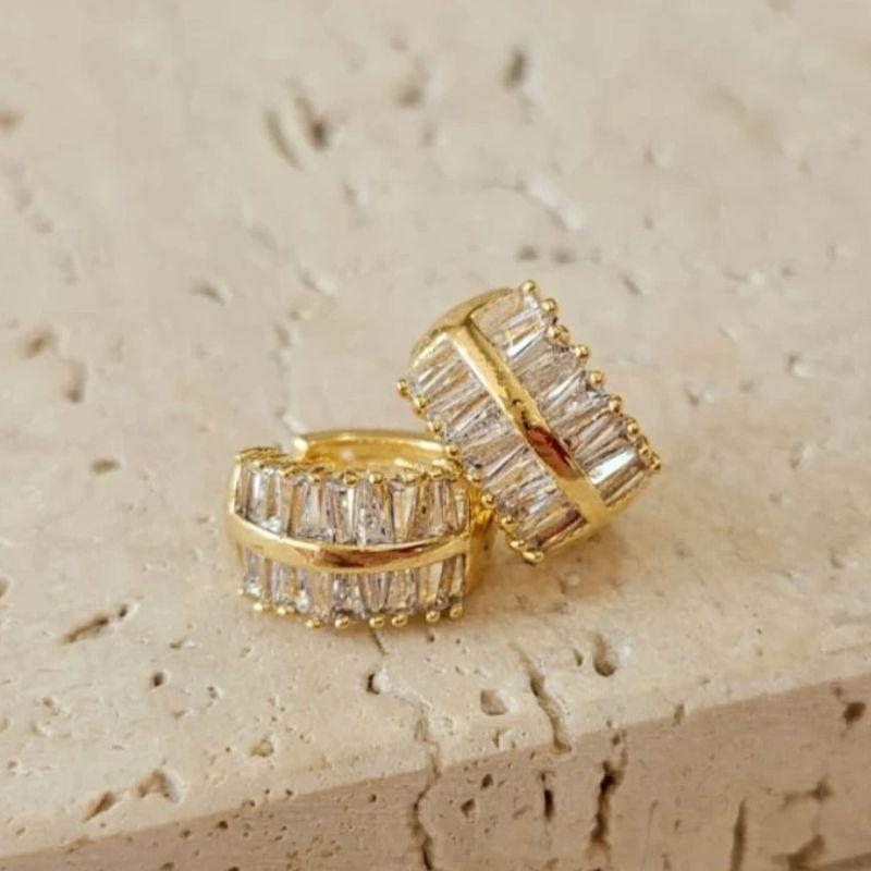 Brinco Argola Dupla Baguete