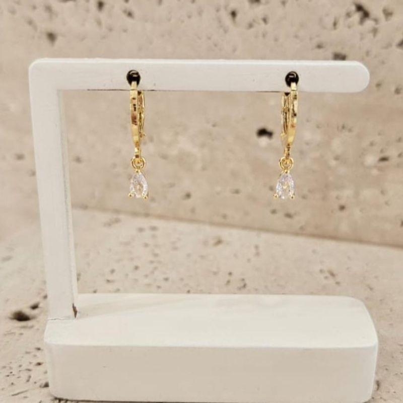 Brinco Argola Gota Cristal Mini