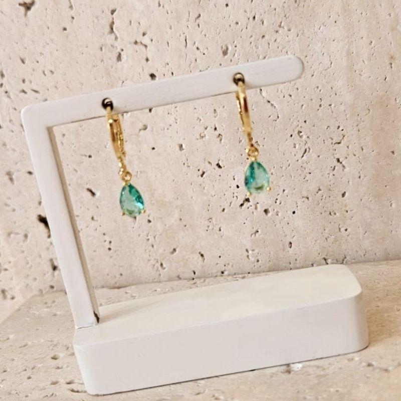 Brinco Argola Gota Turmalina