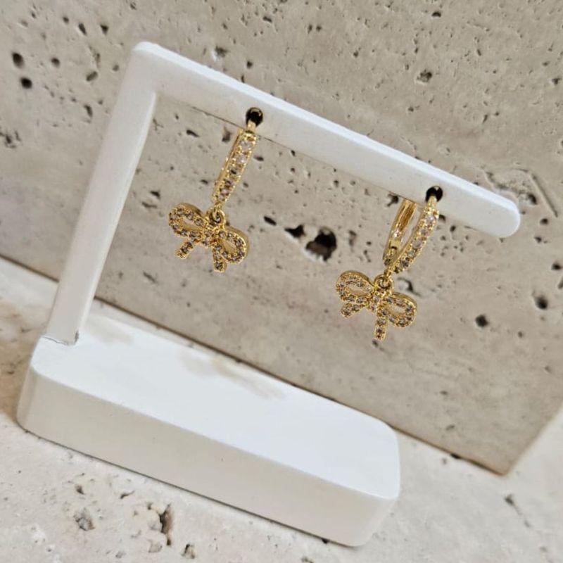 Brinco Argola Laço Cravejado