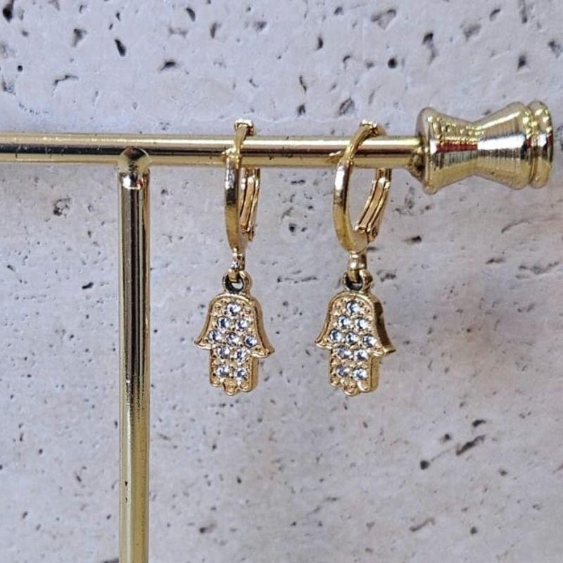 Brinco Argola Mão de Fatima Zirconia