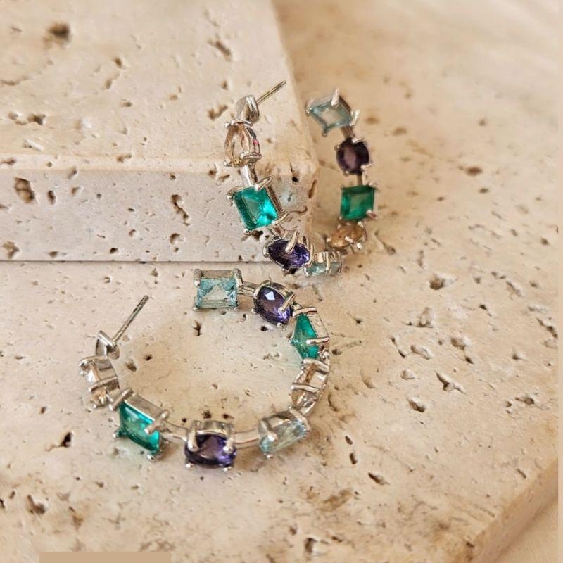 Brinco Argola Pedras Candy Colors