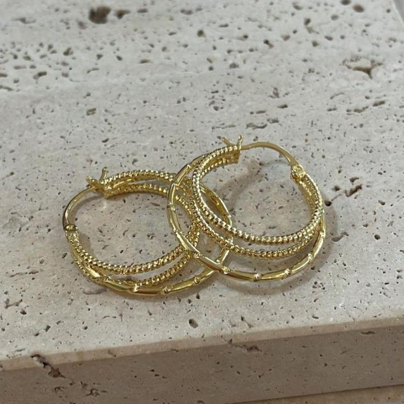 Brinco Argola Tripla Texturizada