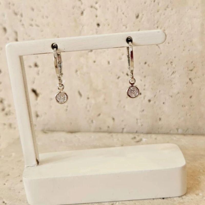 Brinco Argola Zirconia Pendurada R