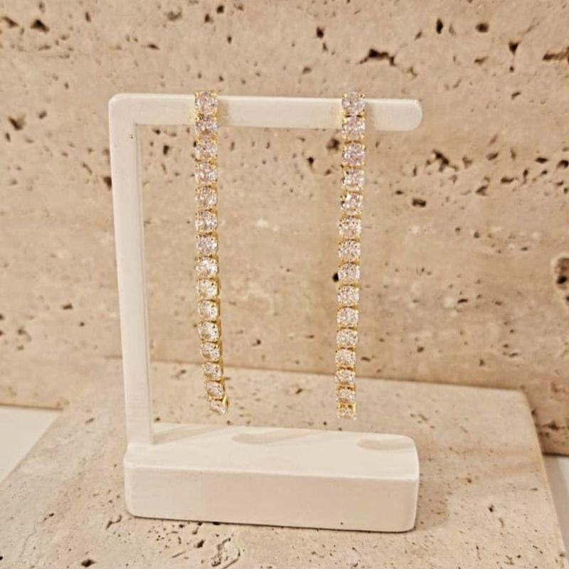 Brinco Fio de Zirconia Longo