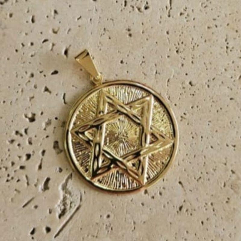 Pingente Medalha Estrela de Davi (2,6cm)