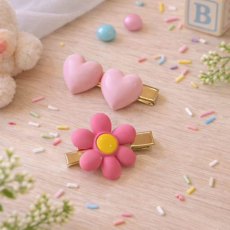 Presilha Bico de Pato Flor/Coração Par