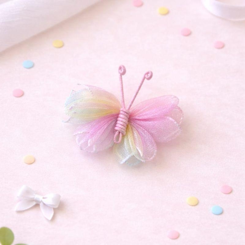 Presilha Borboleta Colorida Cintilante