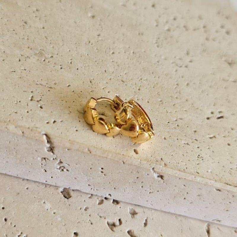 Brinco Argola Corações Cheio Peq