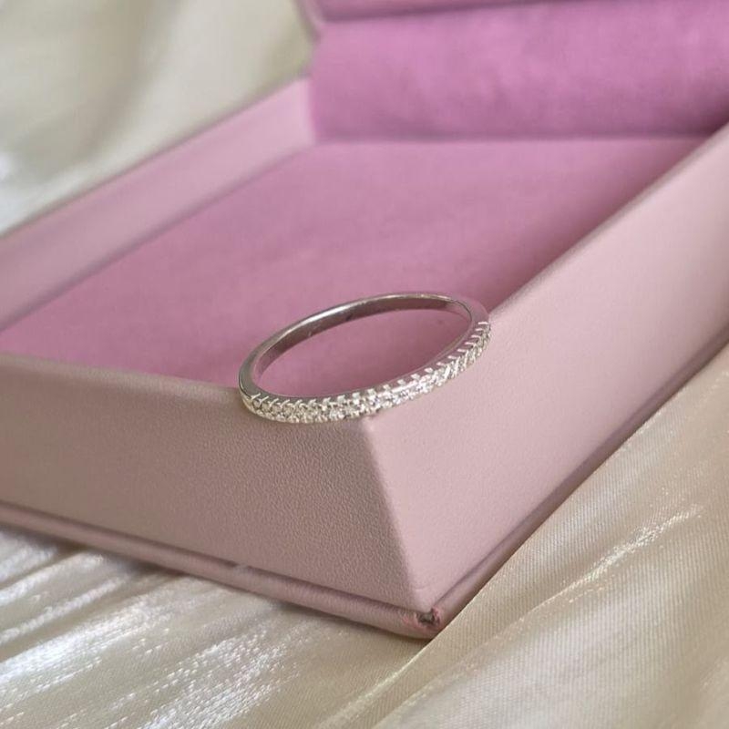 Anel Aparador Cravejado Fininho Prata N20