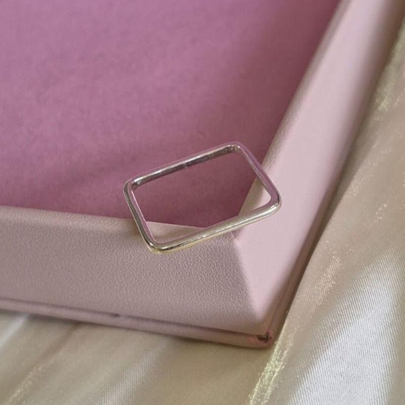 Anel Quadrado Fino Prata N14