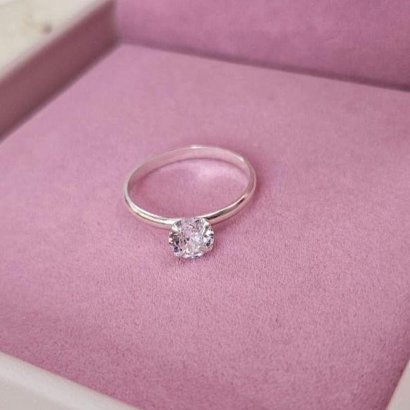 Anel Solitario 6mm Prata