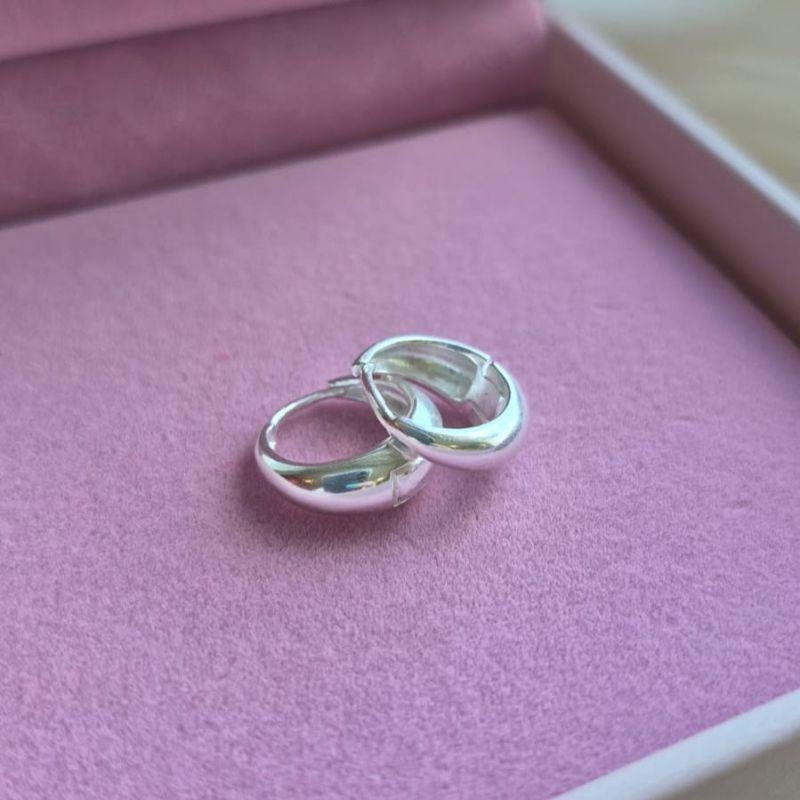 Brinco Argola Lisa Gordinha Grande Prata