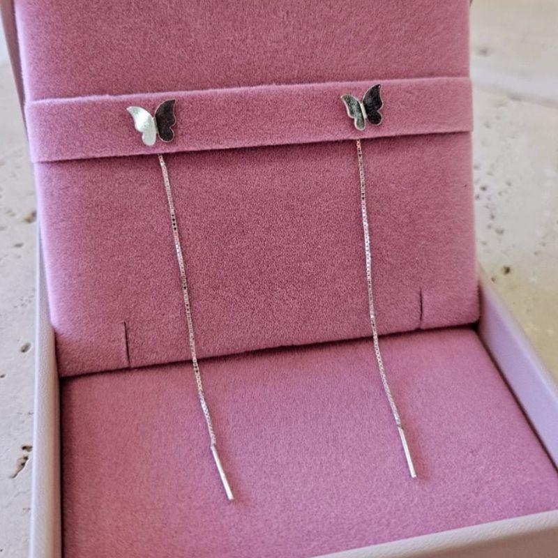 Brinco Fio Borboleta Prata