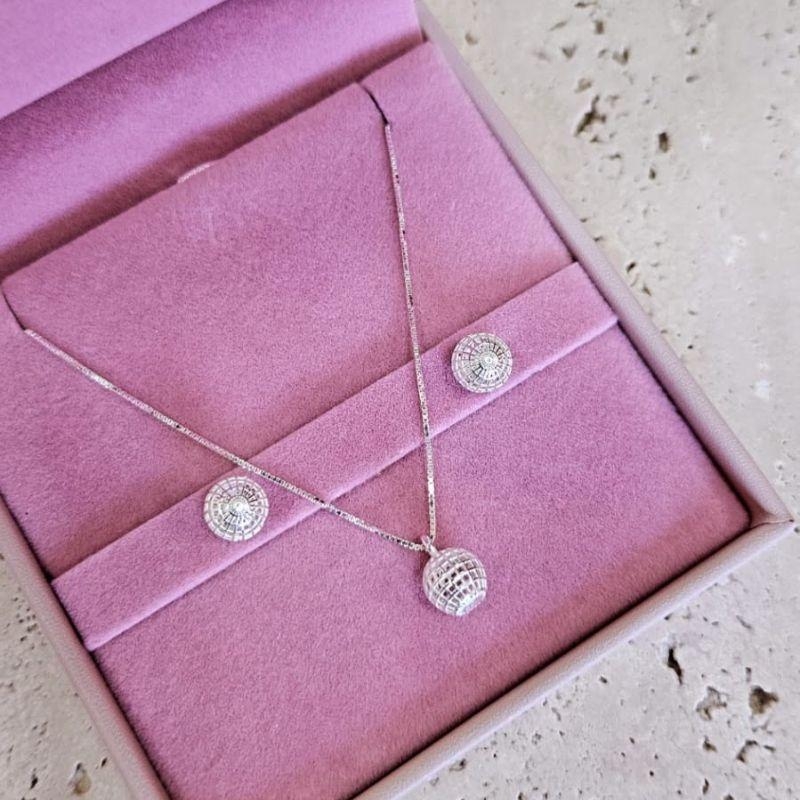 Conjunto Bola 8mm Renda Italiana 45cm