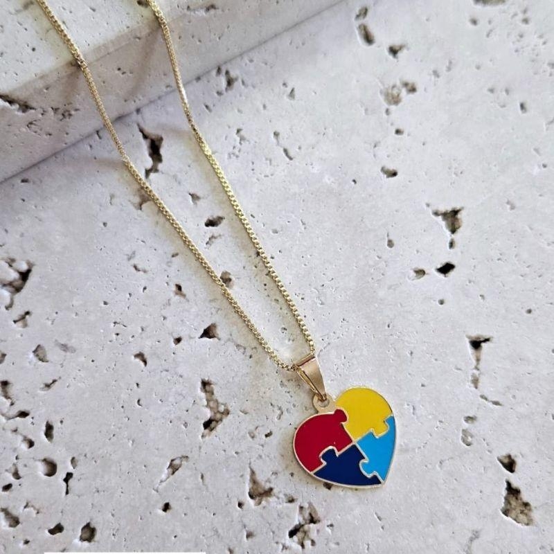 Gargantilha Coração Autismo 45cm