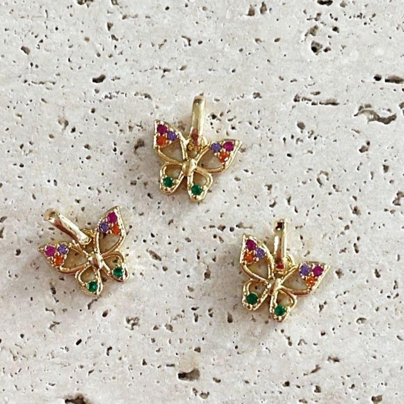 Pingente Borboleta Mini Colorida 1cm