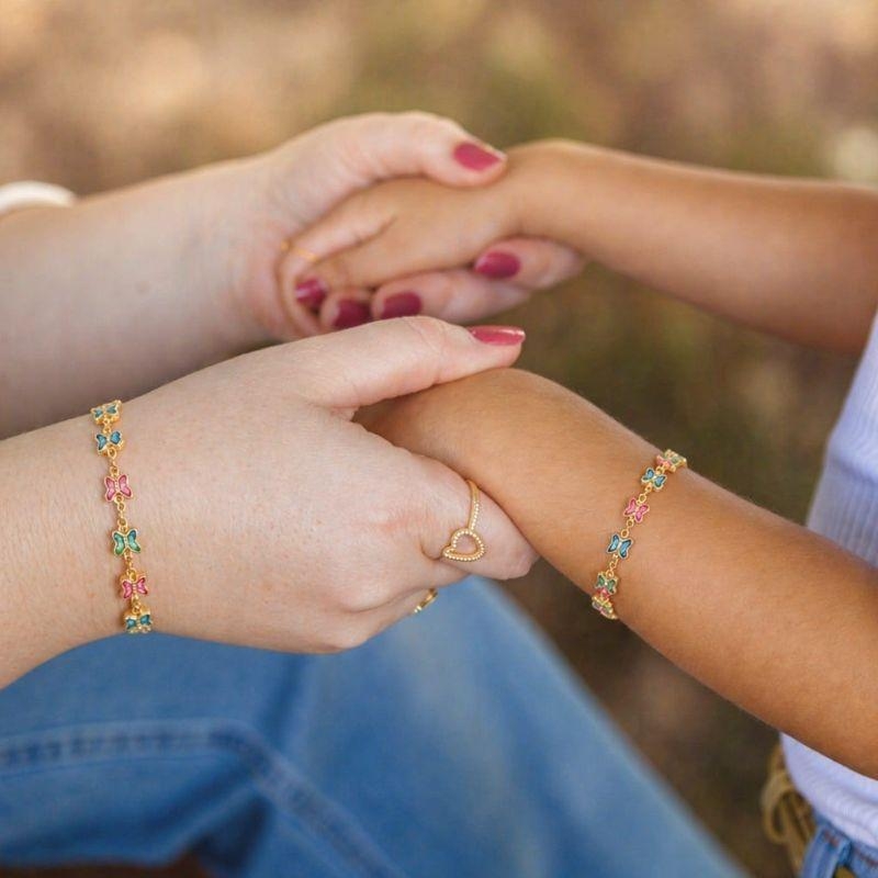 Pulseira Borboletas Tal Mãe, Tal Filha 18cm/14cm