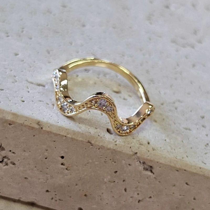 Anel Onda com Micro Zirconias N15