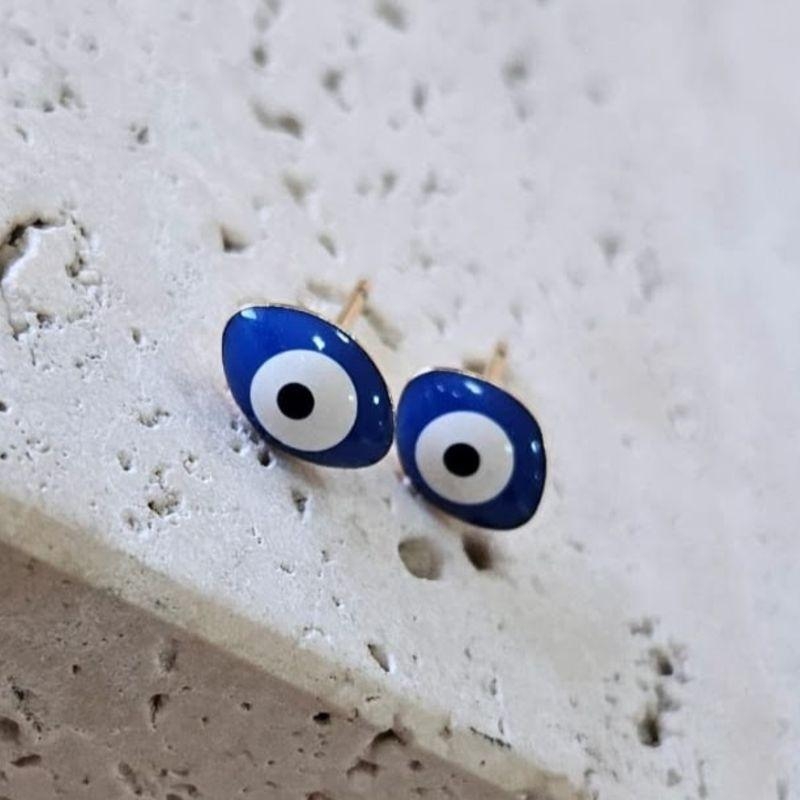 Brinco Olho Grego Azul Fixo