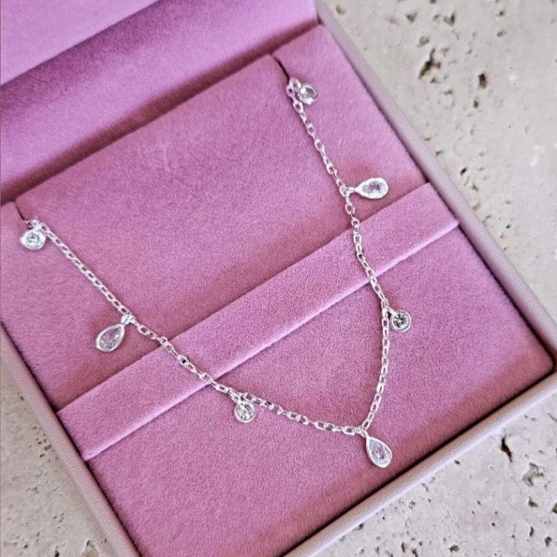 Choker Cartier Zirconias e Gotas 40cm