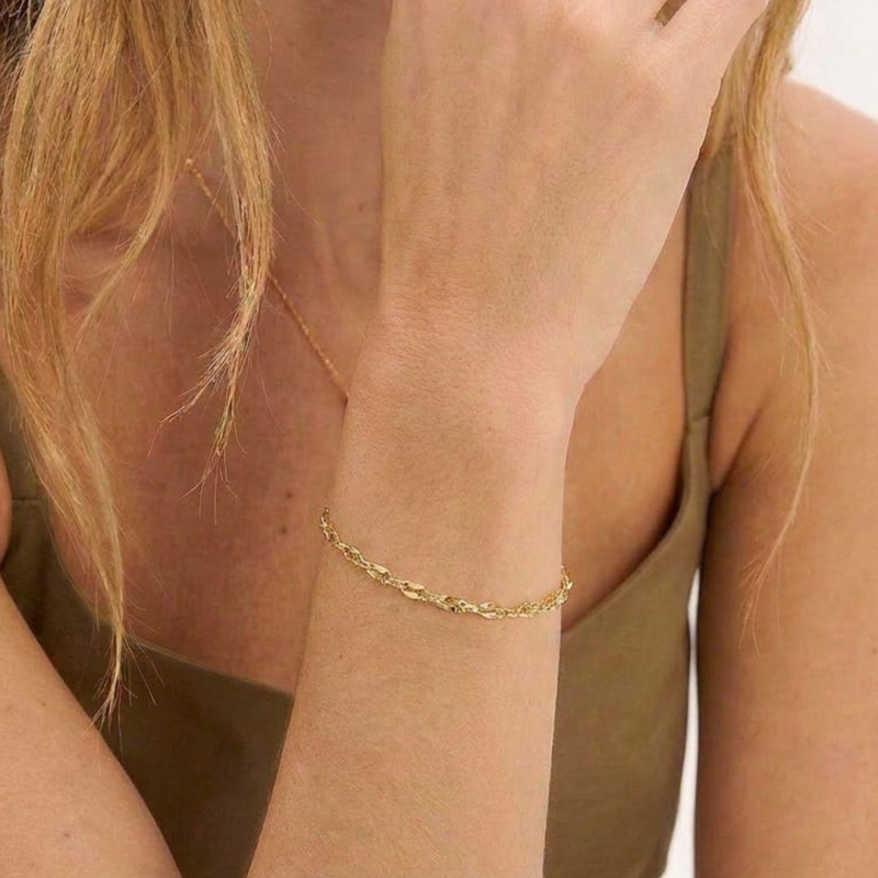 Pulseira Elos Amassadinhos 18cm