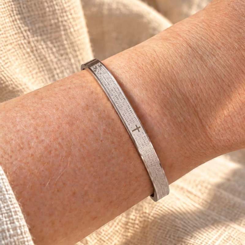 Bracelete Pai Nosso em Aço Inox
