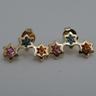 Brinco 3 Estrelas Coloridas