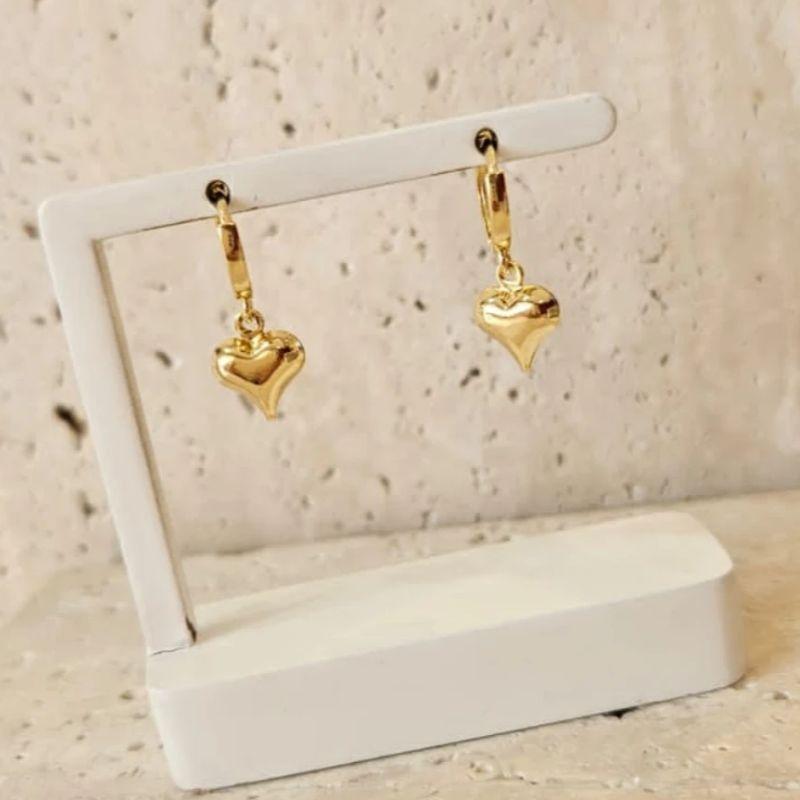 Brinco Argola Coração Cheio Pontudo