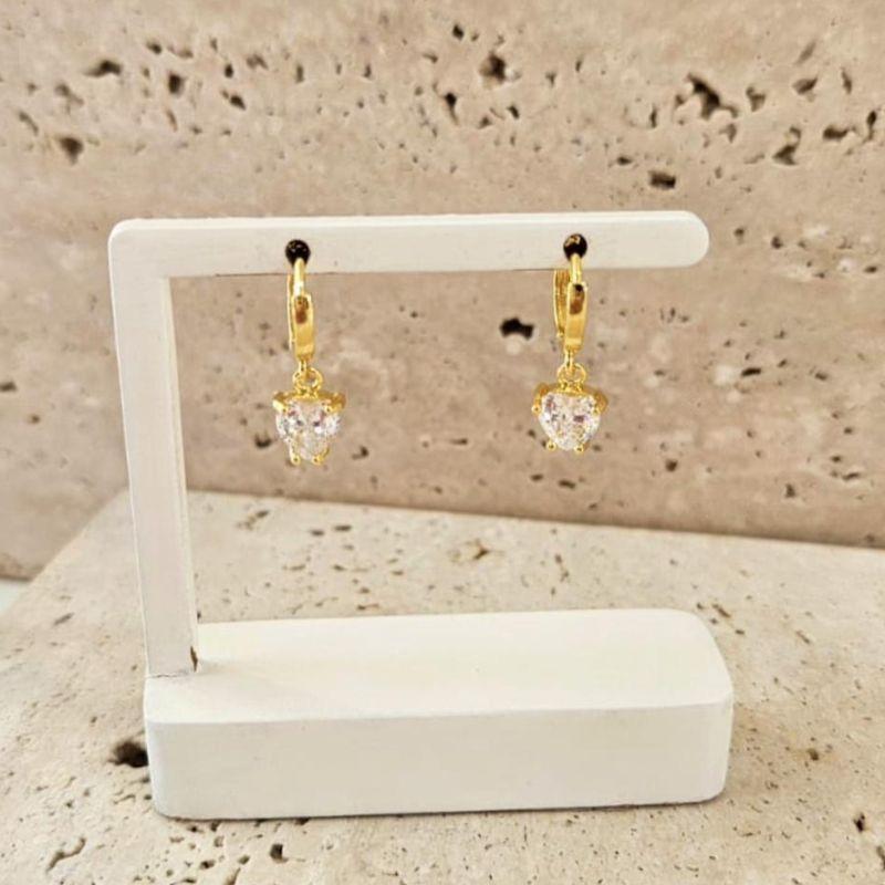 Brinco Argola Coração Zircônia Grande