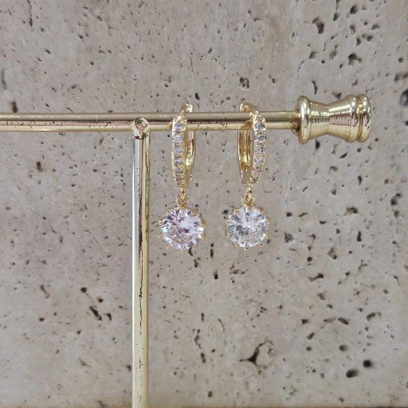 Brinco Argola Zirconia Redonda Cravejada