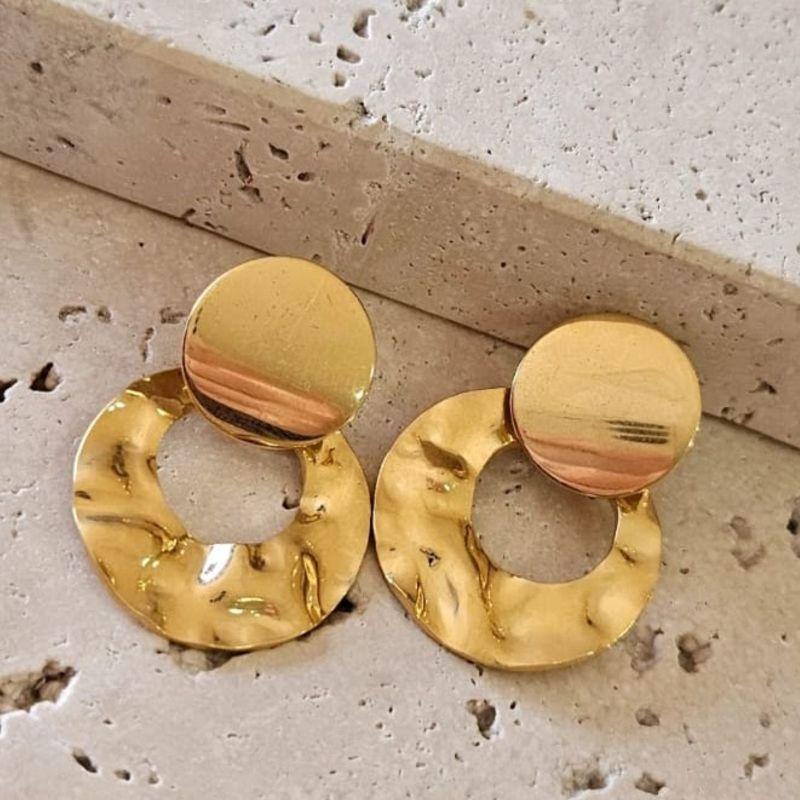 Brinco Chapa Redonda com Círculo Martelado