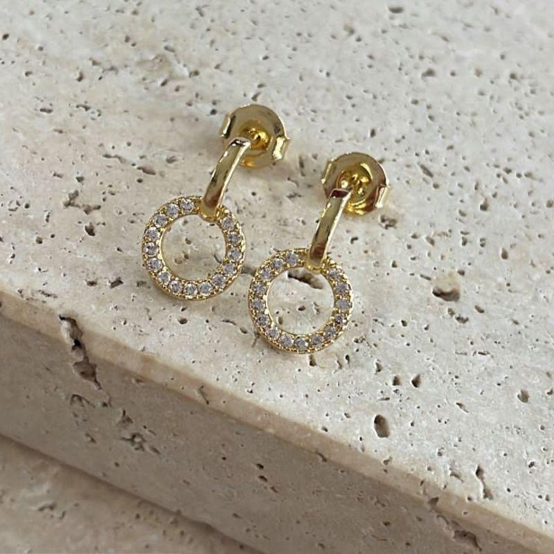 Brinco Círculo Cravejado com Aste