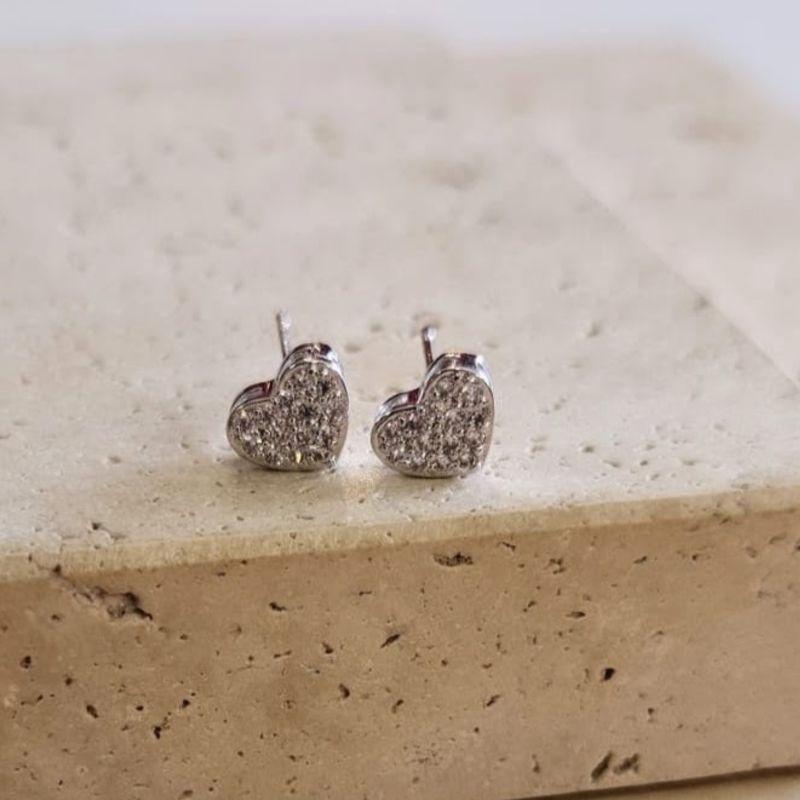 Brinco Coração Cravejado Caixa Peq