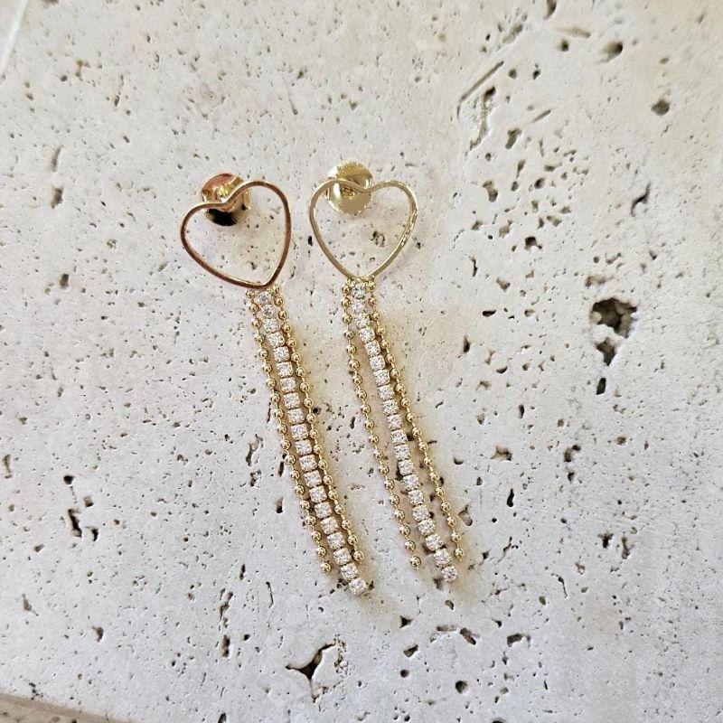 Brinco Coração Franja