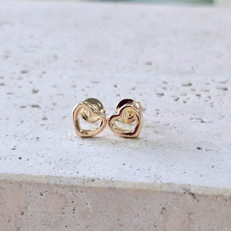 Brinco Coração Vazado Gordinho Peq