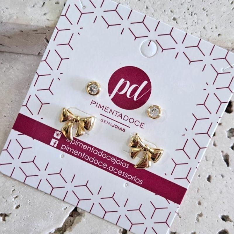 Brinco Dupla Laço e Ponto de Luz