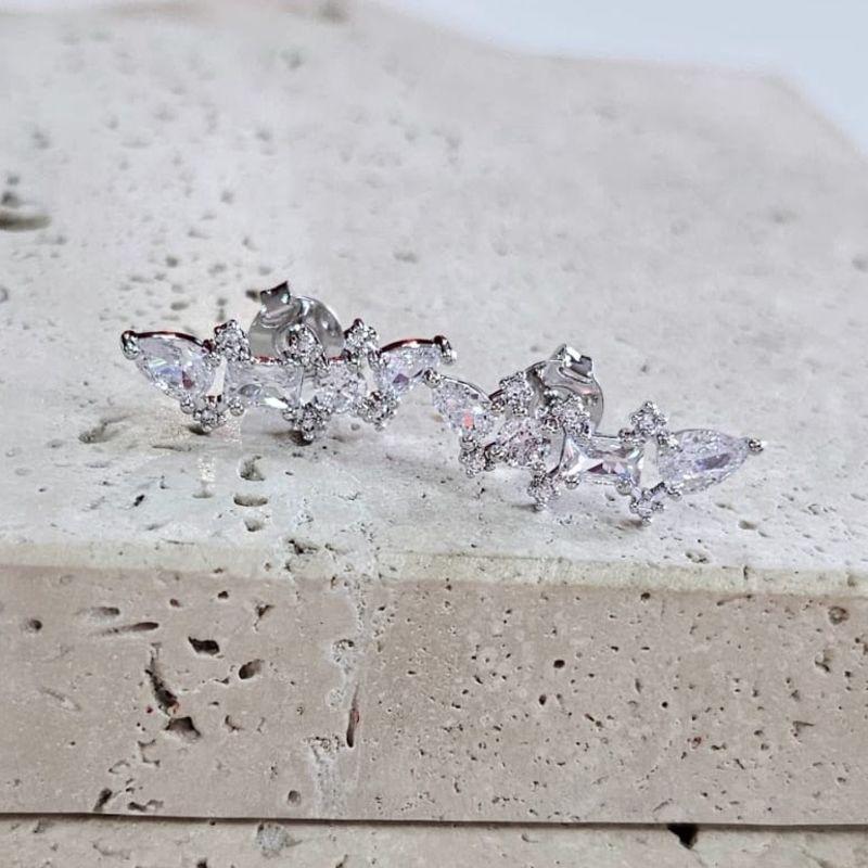 Brinco Ear Cuff Zirconias Cristal