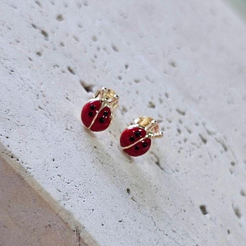 Brinco Joaninha com Resina