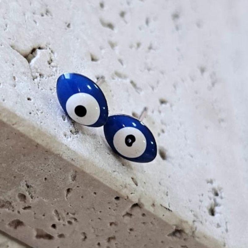 Brinco Olho Grego Azul Fixo