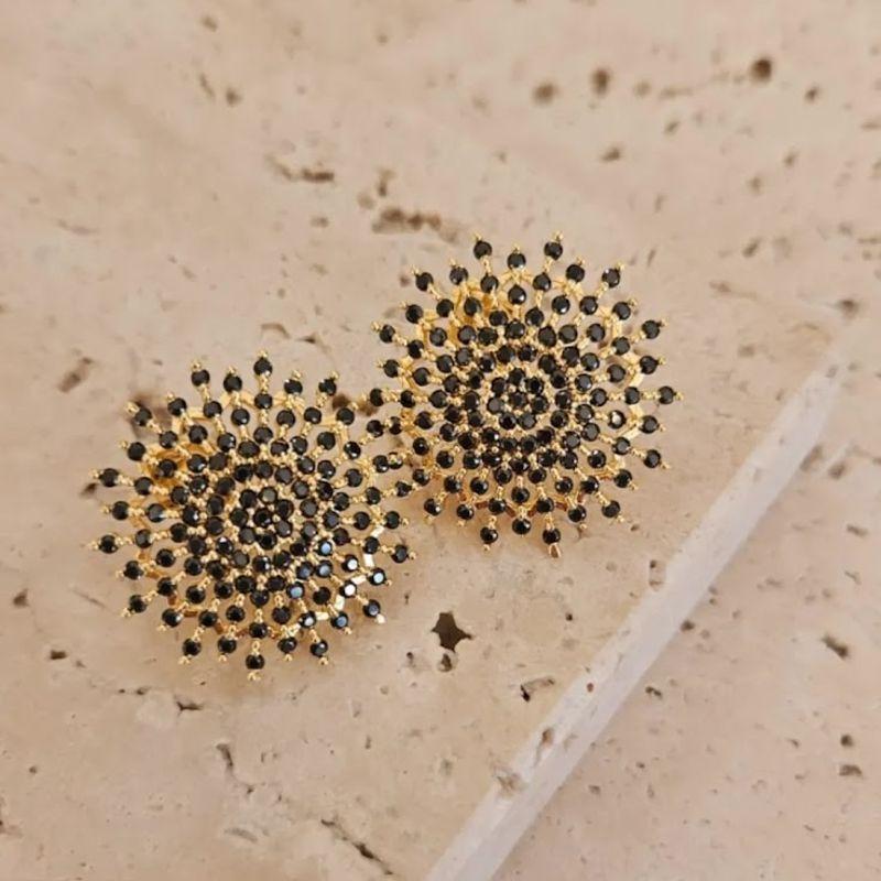 Brinco Pizza Zirconia Negra