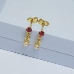 Brinco Zirconia com Pérola Pendurada