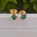 Brinco Zirconia Quadrada Colorida