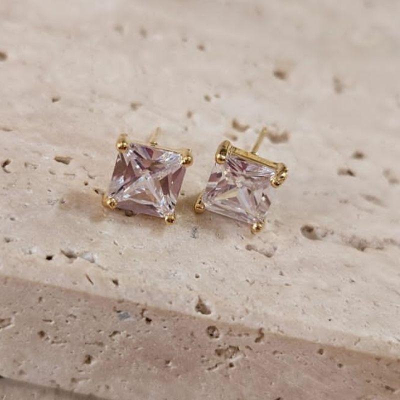 Brinco Zirconia Quadrada Gde