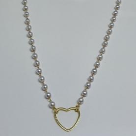 Choker com Perólas e Coração Vazado