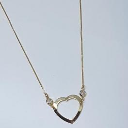 Choker Coração Vazado com Zirconia Lateral 