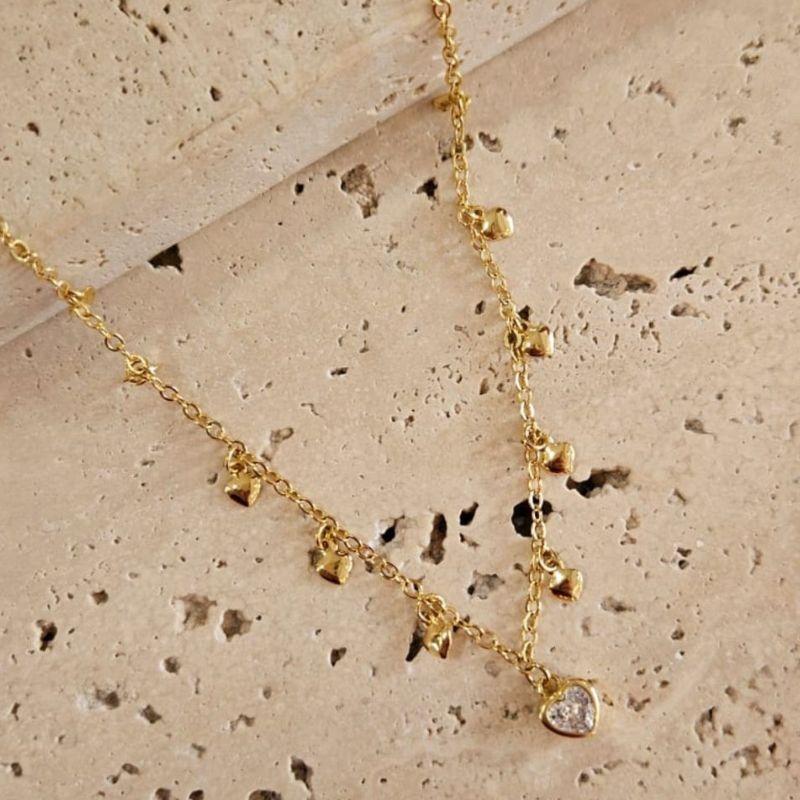 Choker Coração Zirconia e Coracõeszinhos
