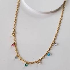 Choker Corrente Com Zirconias Coloridas