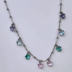 Choker Corrente de Bolinhas e Corações Colors